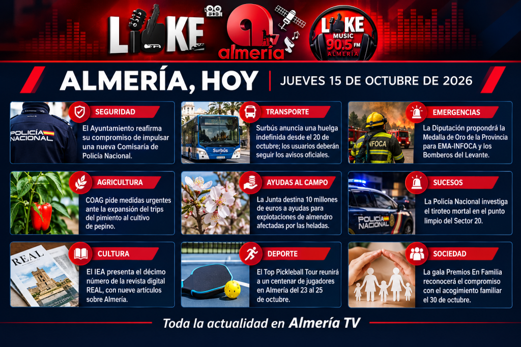 Almería afronta nuevos retos en seguridad, transporte y agricultura: las noticias del jueves 15 de octubre