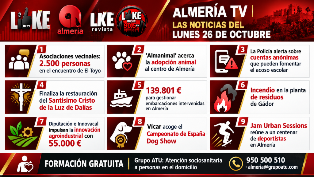Almería arranca la semana con protagonismo vecinal, protección animal, deporte urbano y nuevas iniciativas para el campo