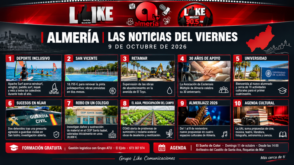 Almería 09 octubre 2026. La provincia se prepara para grandes eventos este fin de semana largo.