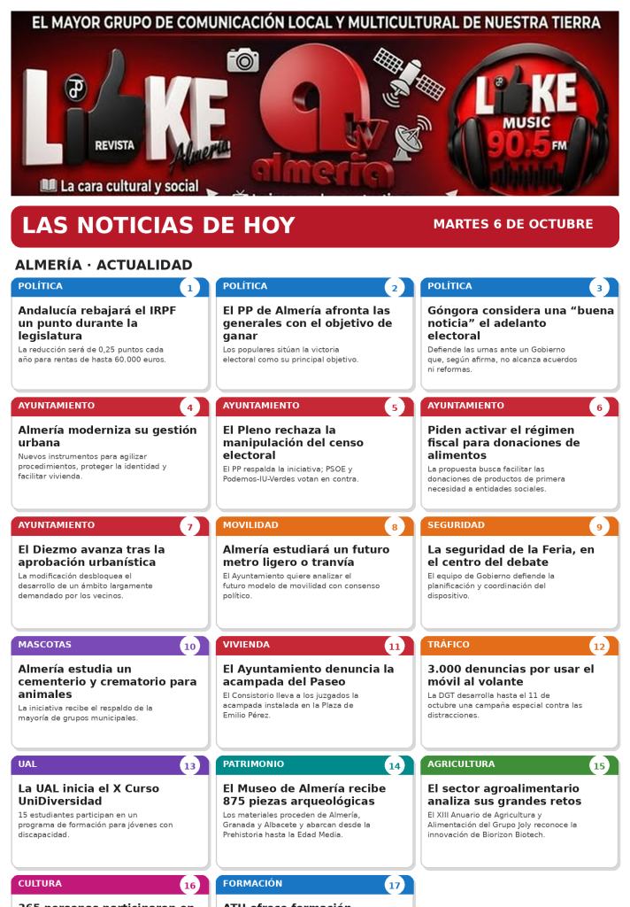 ALMERÍA TV | MARTES 6 DE OCTUBRE DE 2026